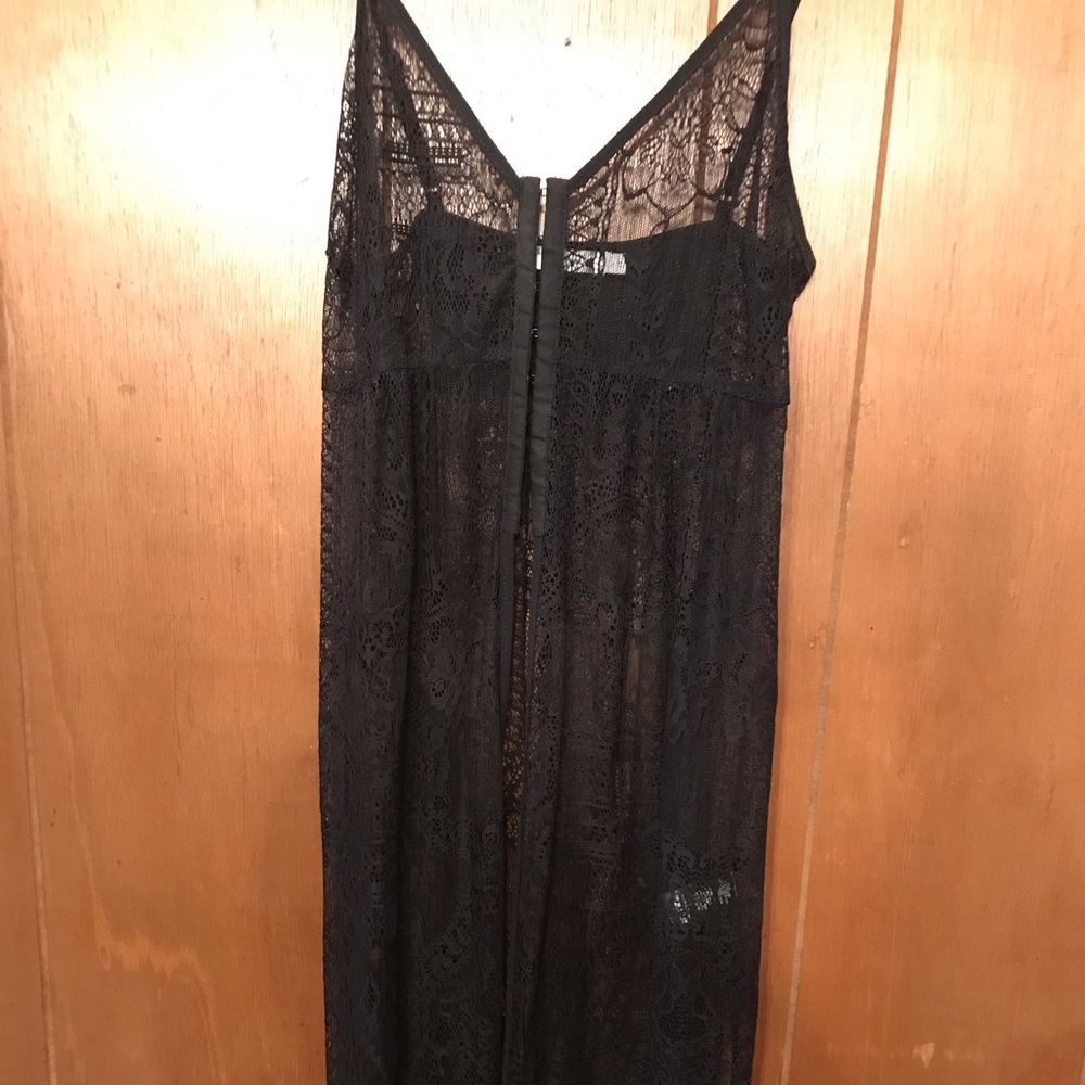 LUSH Sheer black lace maxi